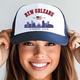 New Orleans Louisiana Vintage Skyline Hat Keps