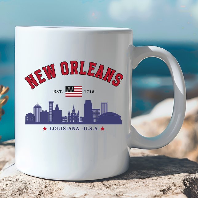 New Orleans Louisiana Vintage Skyline Mug Kaffemugg (Skapare uppladdad)