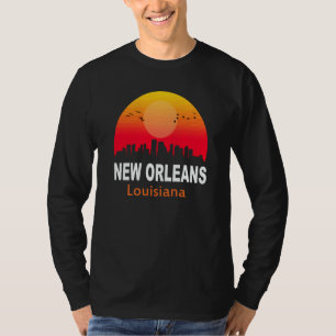 New Orleans Louisiana Vintage Solnedgång Retro Sta T Shirt