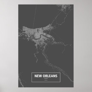 New Orleans, Louisiana (vit på svart) Poster