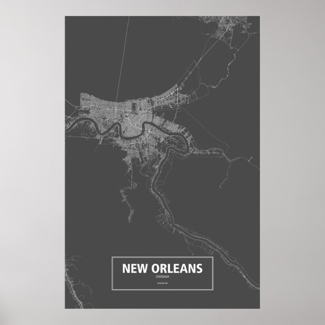 New Orleans, Louisiana (vit på svart) Poster (Framsidan)