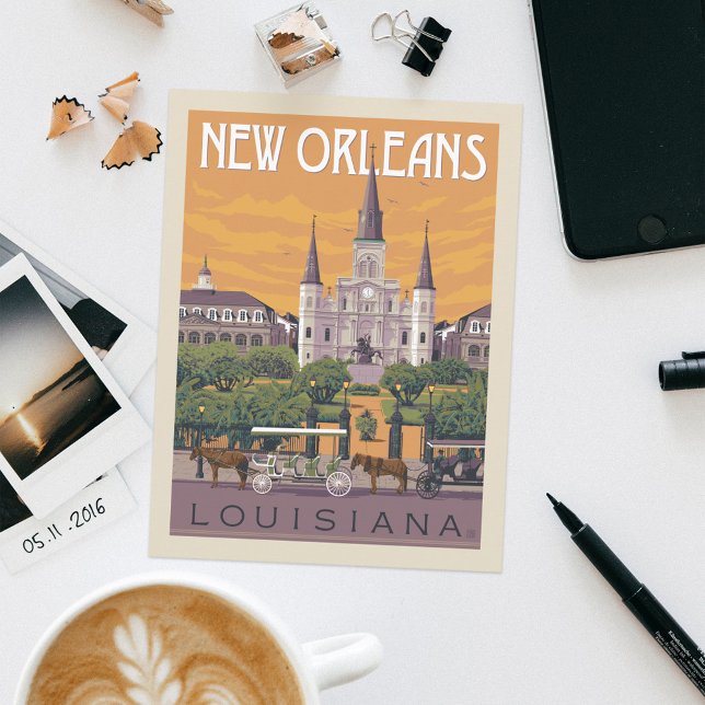 New Orleans, Louisiana Vykort (Postcard on table)