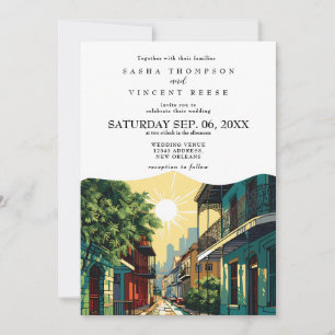 New Orleans Louisiana Wedding Retro Inbjudningar