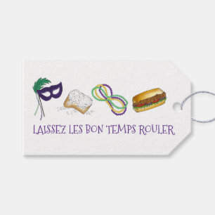 New Orleans Mardi Gras Beignet Pärlor Mask Po'Boy Presentetikett