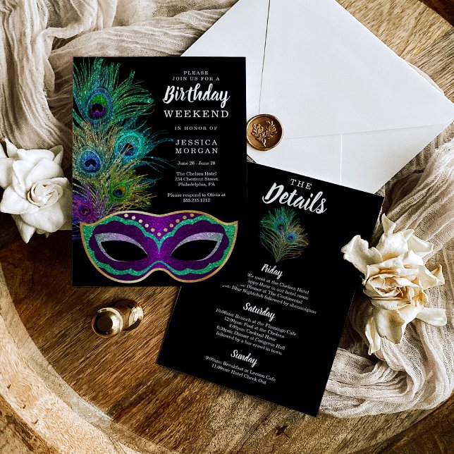 New Orleans Mardi Gras Birthday Inbjudan Itinerary (Skapare uppladdad)