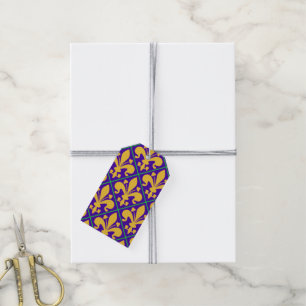 New Orleans Mardi Gras Fleur de Lis Presentetikett