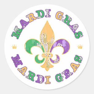 New Orleans Mardi Gras Fleur De Lis Runt Klistermärke