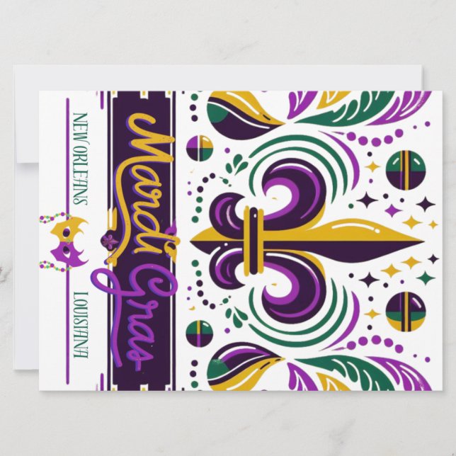 New Orleans Mardi Gras lila gult grönt Julkort (Framsida)