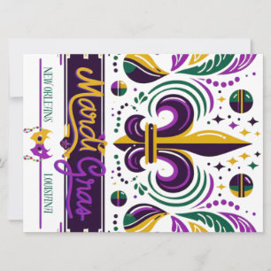 New Orleans Mardi Gras lila gult grönt Julkort