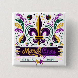 New Orleans Mardi Gras lila gult grönt Knapp