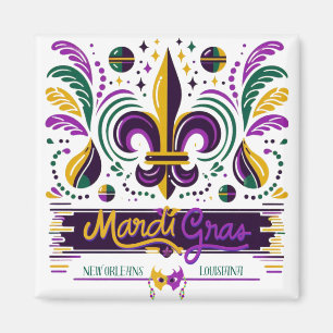 New Orleans Mardi Gras lila gult grönt Magnet