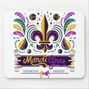 New Orleans Mardi Gras lila gult grönt Musmatta