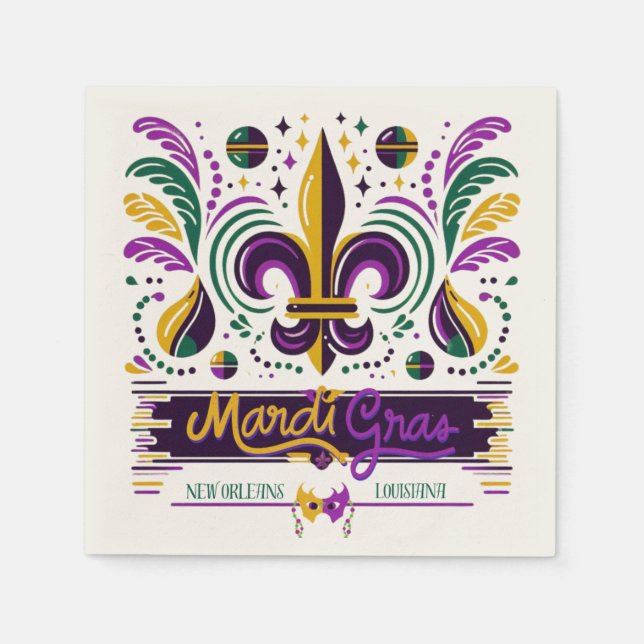 New Orleans Mardi Gras lila gult grönt Pappersservett (Framsidan)