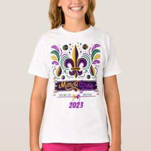 New Orleans Mardi Gras lila gult grönt T Shirt