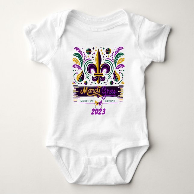 New Orleans Mardi Gras lila gult grönt T Shirt (Framsida)