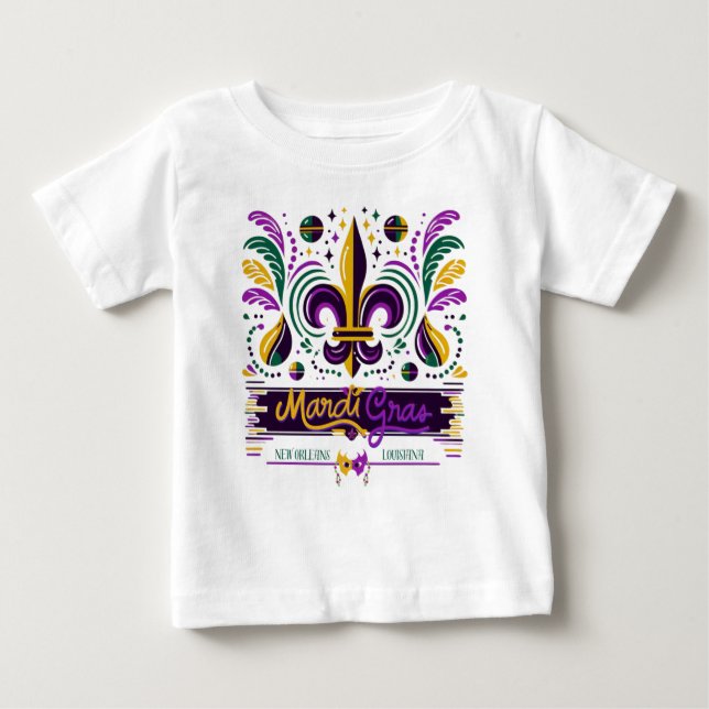 New Orleans Mardi Gras lila gult grönt T Shirt (Framsida)