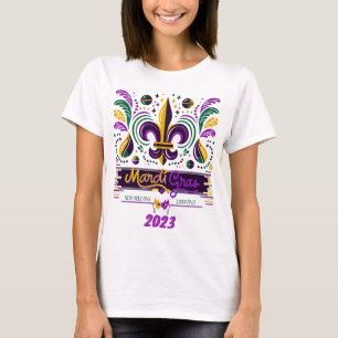 New Orleans Mardi Gras lila gult grönt T Shirt