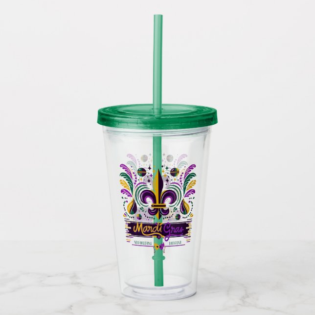 New Orleans Mardi Gras lila gult grönt Take Away Mugg (Framsida)