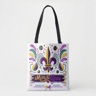 New Orleans Mardi Gras lila gult grönt Tygkasse