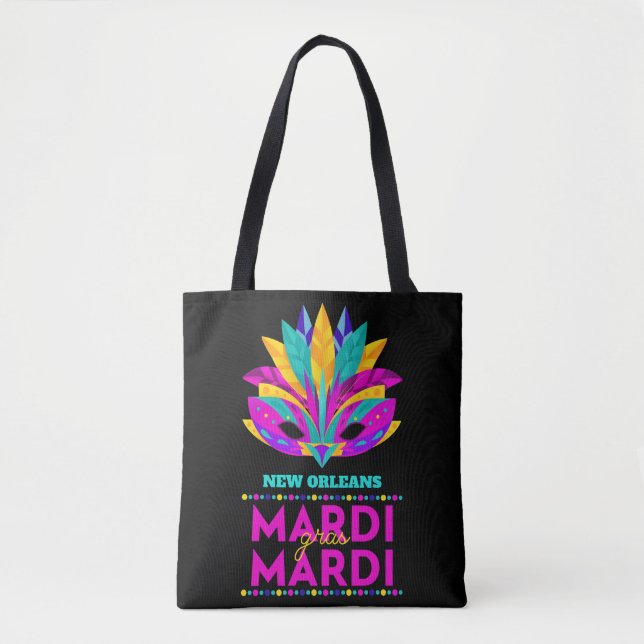 New Orleans Mardi Gras Mask Tote Bag Tygkasse (Framsida)