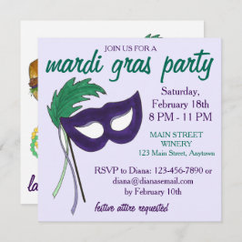 New Orleans Mardi Gras Masqueramasken Boll Party Inbjudningar