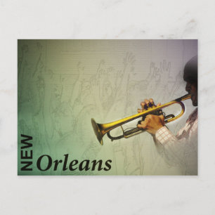 New Orleans Mardi Gras och Jazz Photomanipulation Vykort