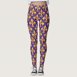 New Orleans Mardi Gras Party Fleur de Lis Leggings