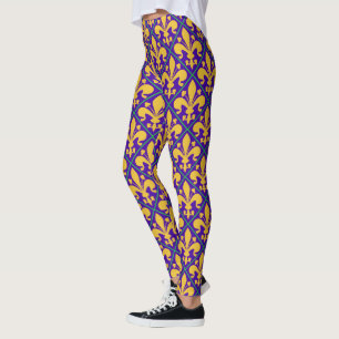 New Orleans Mardi Gras party Fleur de Lis Leggings