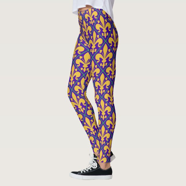 New Orleans Mardi Gras Party Fleur de Lis Leggings (Vänster)