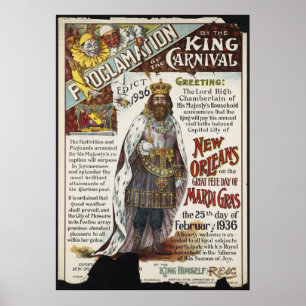 New Orleans Mardi Gras Vintage resor Poster Ad