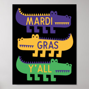 New Orleans Mardi Gras Yall Festival Costume Kids Poster