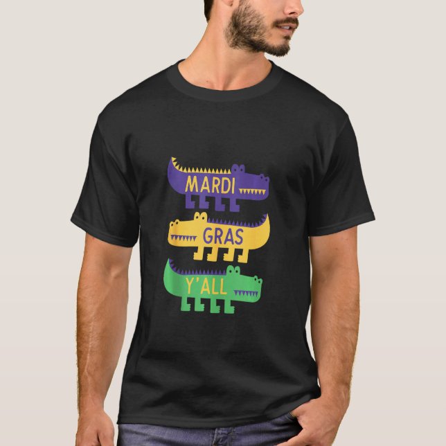 New Orleans Mardi Gras Yall Festival Costume Kids T Shirt (Framsida)