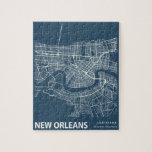 New Orleans Minimalist City Karta Line Art i Blue Pussel<br><div class="desc">New Orleans Minimalist City Karta Line Art i Blue Puzzle</div>