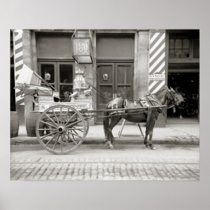 New Orleans mjölkkärra, 1910. Gammalt foto Poster