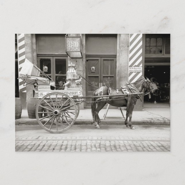 New Orleans mjölkkärra, 1910 Vykort (Framsida)