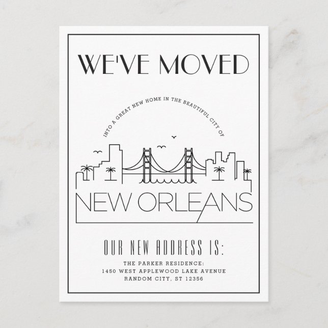 New Orleans Modern Deco | Byte av adress Meddelande Vykort (Framsida)