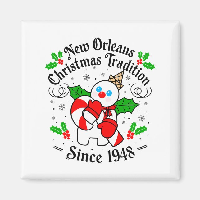 New Orleans Mr Bingle Christmas Tradition Snowman  Magnet (Framsidan)