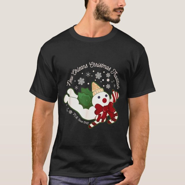 New Orleans Mr Bingle Christmas Tradition Snowmen  T Shirt (Framsida)