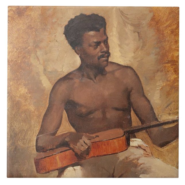 New Orleans Musician (Guitarist) (Francis Millet) Kakelplatta (Framsidan)