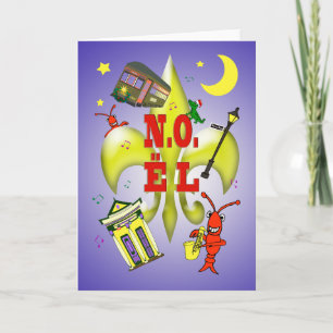 New Orleans N.O.ël Noël jul Helgkort