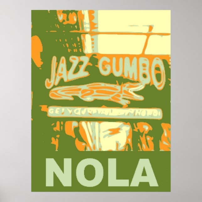 New Orleans Nola Jazz Gumbo Poster (Framsidan)