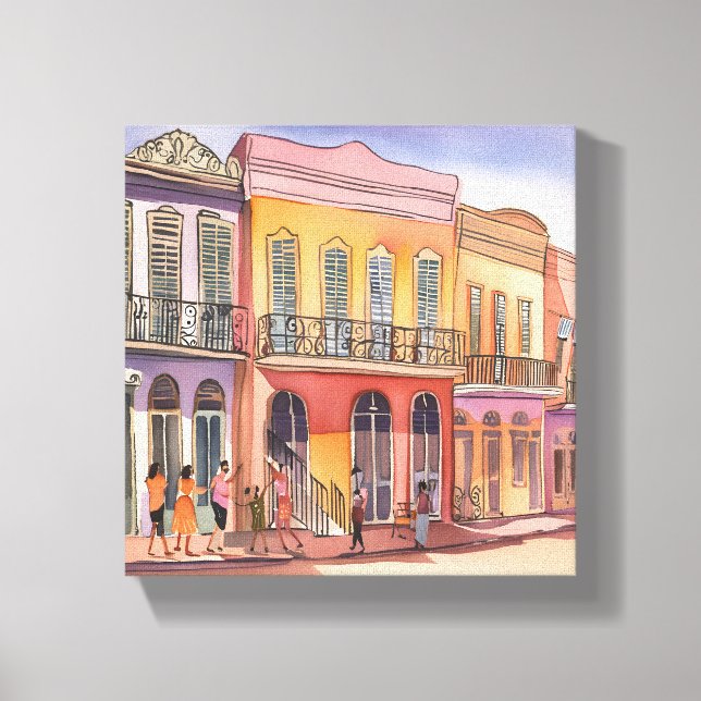 New Orleans | NOLA Louisiana Vacker Akvarell Canvastryck (Framsida)