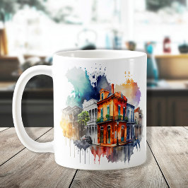 New Orleans Nola Louisiana - Vattenfärg Kaffemugg
