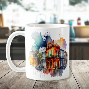 New Orleans Nola Louisiana - Vattenfärg Kaffemugg