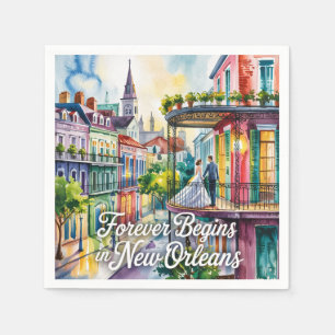 New Orleans NOLA-vattenfärgen Bröllop Pappersservett