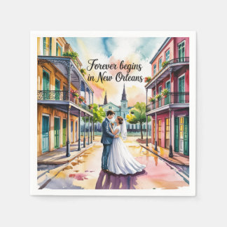 New Orleans NOLA-vattenfärgen Bröllop Pappersservett