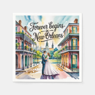 New Orleans NOLA-vattenfärgen Bröllop Pappersservett