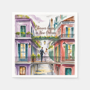 New Orleans NOLA-vattenfärgen Bröllop Pappersservett