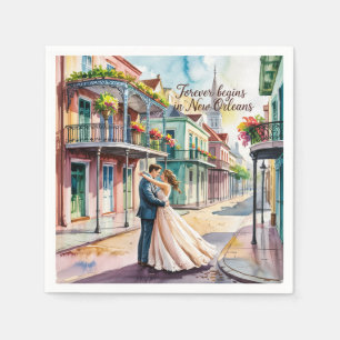 New Orleans NOLA-vattenfärgen Bröllop Pappersservett