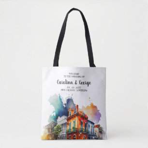New Orleans Nola - Watercolor Bröllop Välkommen Tygkasse